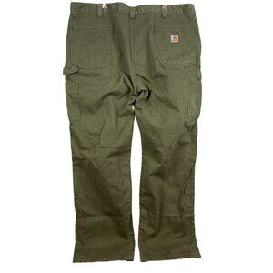 Carhartt Mens Work Pants 44x32 Relaxed Fit Twill Olive Green 100% Cotton